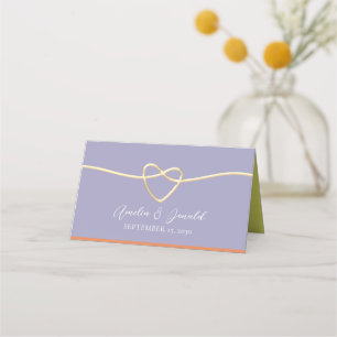 Purple Orange Citrus Green Wedding Place Card