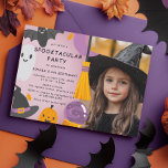 Purple Orange Cute Halloween Kids Birthday Photo Invitation<br><div class="desc">More Fun Kids Birthday Invitations in the Little Bayleigh Store!</div>