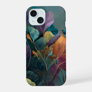 Purple & Orange Floral Birds iPhone 15 Case – Abst