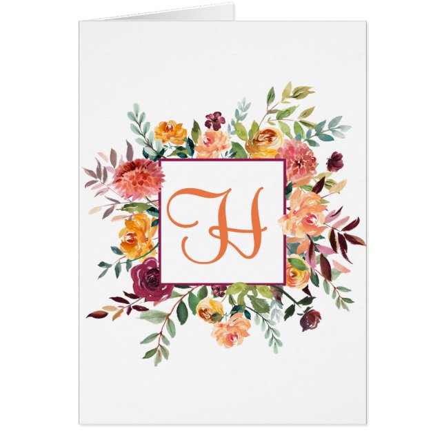 Purple & Orange Floral Monogram Design Customised (Front)