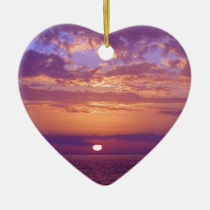 Purple Orange Florida Sunset Ceramic Tree Decoration