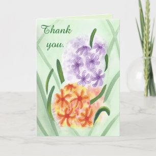 Purple Orange Flowers, Hyacinth Thank you Cards