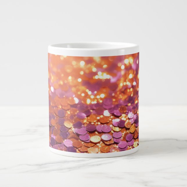 Purple Orange Glitter Background-77996 Large Coffee Mug (Front)