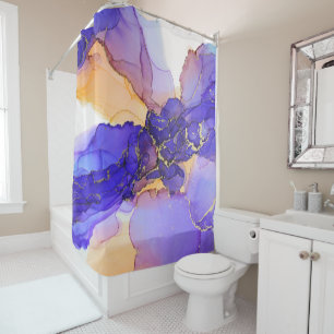 Purple Orange Gold Abstract Shower Curtain