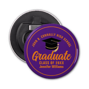 Purple Orange Graduate Custom 2024 Graduation Bottle Opener