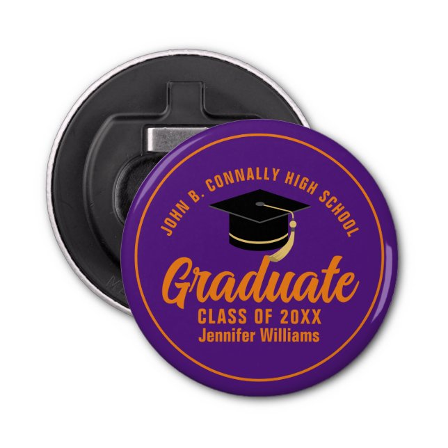 Purple Orange Graduate Custom 2024 Graduation Bottle Opener (Front)