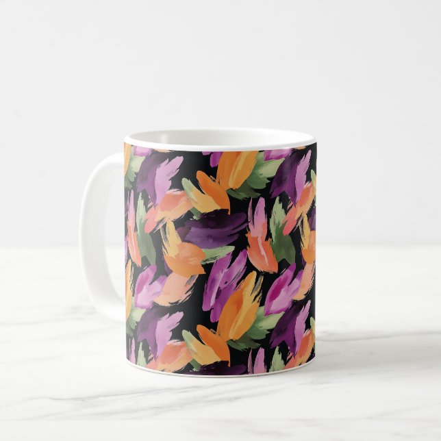 Purple Orange Green Yellow Abstract Coffee Mug (Front Left)