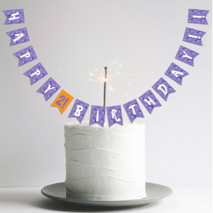 Purple & orange Halloween kids birthday party Bunting