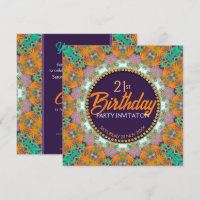 Purple Orange Mint Colourful 21st Birthday Party