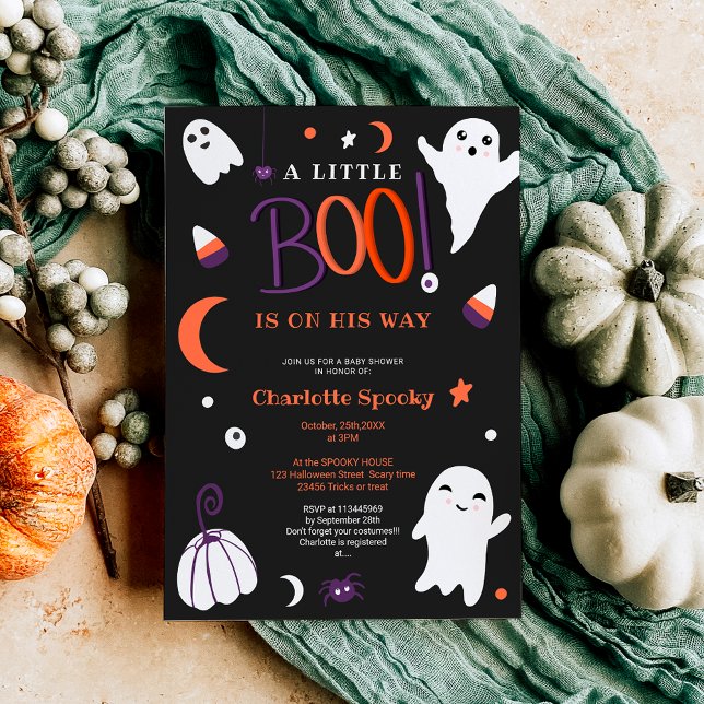 Purple orange not spooky Halloween boo baby shower Invitation (Purple orange not spooky Halloween boo baby shower Invitation)