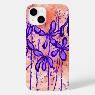 Purple/Orange Paint Splatter & Lilies Case-Mate iPhone 14 Case