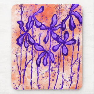 Purple/Orange Paint Splatter & Lilies Mouse Pad
