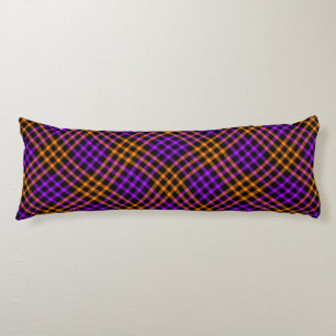Purple Orange Plaid Chequered Seamless Pattern Body Cushion