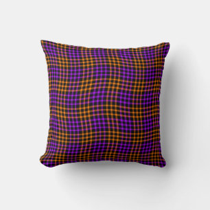 Purple Orange Plaid Chequered Seamless Pattern Cushion
