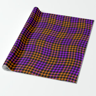 Purple Orange Plaid Chequered Seamless Pattern Wrapping Paper