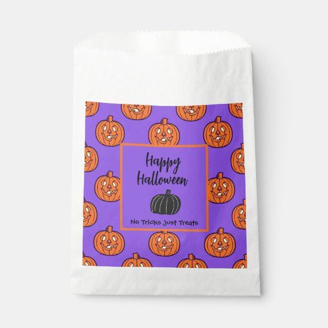 Purple orange pumpkins Halloween trick or treat Favour Bags (Front)