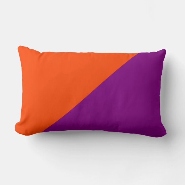 Purple & Orange-red Solid Colour Background Lumbar Cushion (Front)