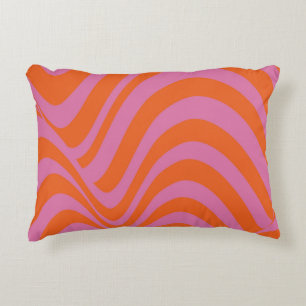 Purple Orange Retro Liquid Groovy Stripe Pattern Decorative Cushion