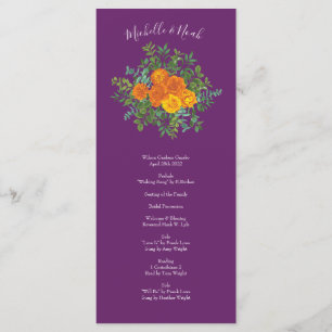 Purple Orange Rose Wedding Spring Menu