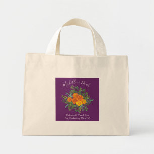 Purple Orange Rose Wedding Spring Mini Tote Bag