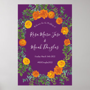 Purple Orange Rose Wedding Spring Poster
