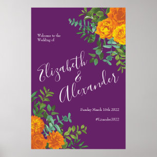 Purple Orange Rose Wedding Spring Poster