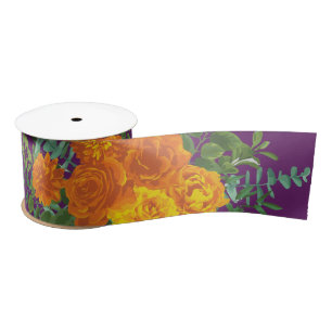 Purple Orange Rose Wedding Spring Satin Ribbon