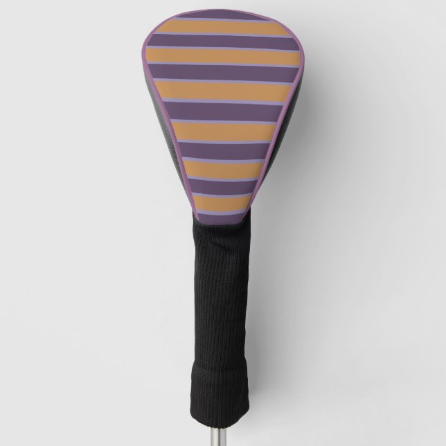 Purple Orange Stripes Pattern Golf Head Cover (Front)
