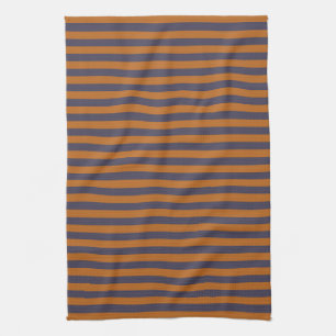 Purple Orange Stripes Pattern Tea Towel
