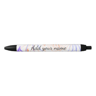 Purple orange watercolor abstract add name text th black ink pen