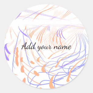 Purple orange watercolor abstract add name text th classic round sticker