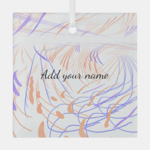 Purple orange watercolor abstract add name text th glass tree decoration
