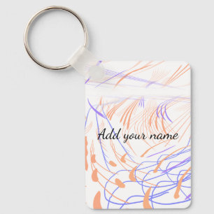 Purple orange watercolor abstract add name text th key ring