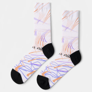 Purple orange watercolor abstract add name text th socks