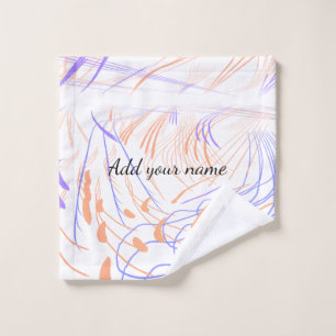 Purple orange watercolor abstract add name text th wash cloth