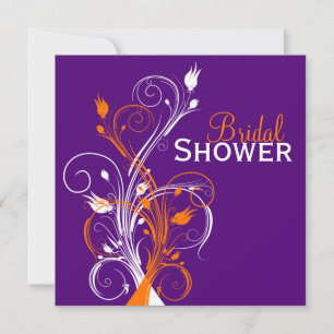 Purple Orange White Floral Bridal Shower Invite