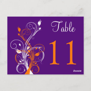 Purple Orange White Floral Table Number Postcard 2
