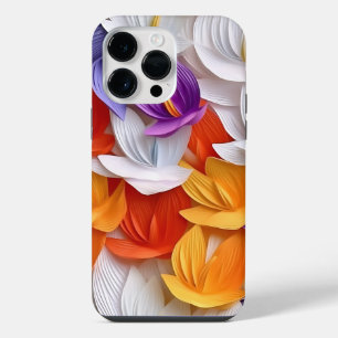 PURPLE ORANGE WHITE YELLOW 3-D LOOK CROCUS iPhone 14 PRO MAX CASE