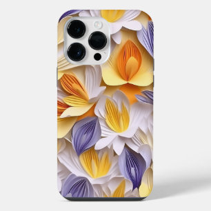 PURPLE ORANGE WHITE YELLOW 3-D LOOK CROCUS iPhone 14 PRO MAX CASE