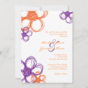 Purple & Orange Wild Flowers 5x7 Invitation