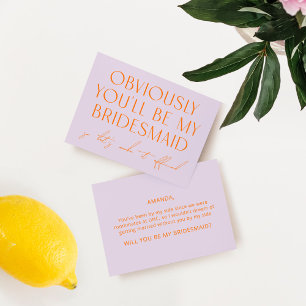 Purple & Orange Will You Be My Bridesmaid Proposal Invitation