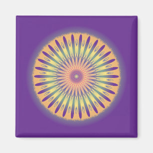 Purple Orange Yellow Psychedelic Mandala Magnet