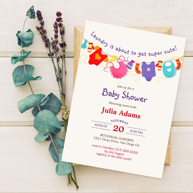 Purple Orange Yellow wardrobe baby shower clothes Invitation (Creator Uploaded)