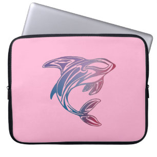 Purple Orca Whale Tattoo Pink Laptop Sleeve