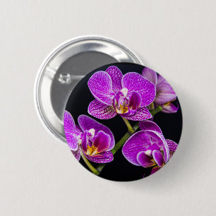 Purple orchid 6 cm round badge
