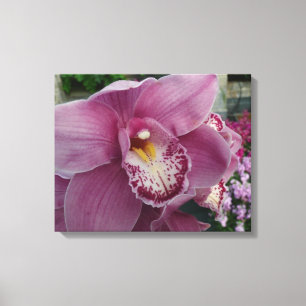 Purple Orchid and Garden Colourful Floral Canvas Print