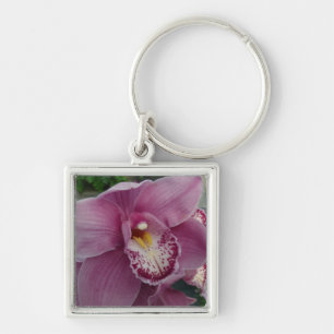 Purple Orchid and Garden Colourful Floral Key Ring