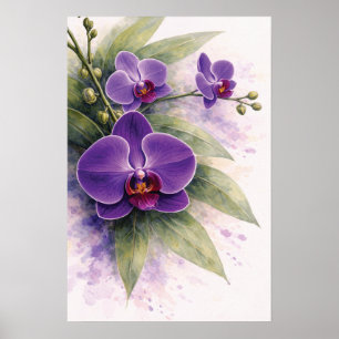 Purple Orchid Botanical  Poster