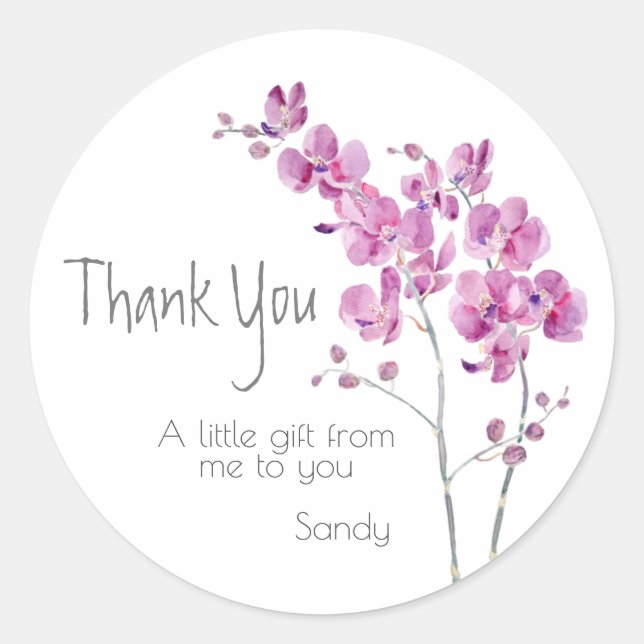 purple orchid classic round sticker  (Front)