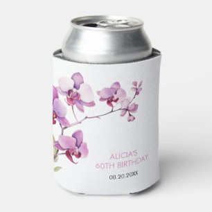 Purple Orchid Flower Blossom Birthday Can Cooler